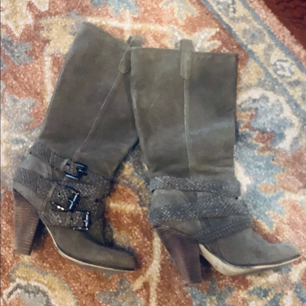 Gray suede boots